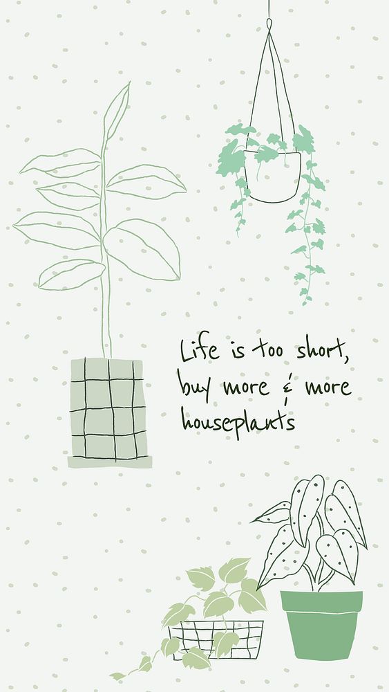 Cute plant lover quote template psd doodle for social media