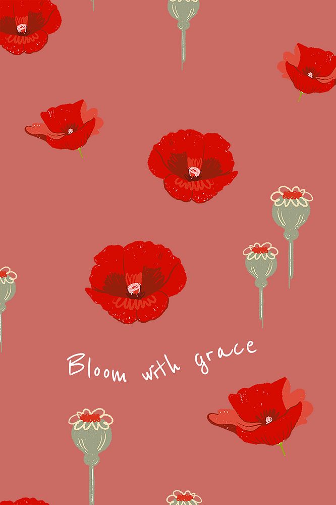 Feminine floral banner template psd poppy illustration with inspirational quote