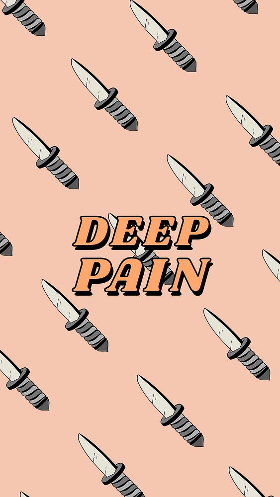 Vintage psd quote deep pain camp knife pattern mobile phone wallpaper
