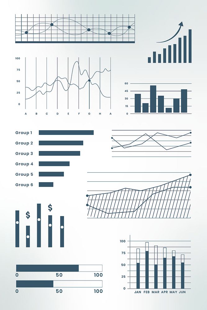 Business data analysis dashboard vector infographic