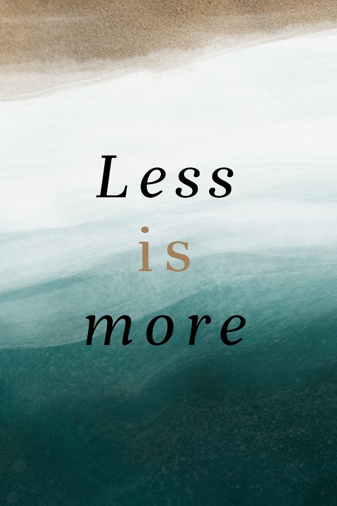 Less is more psd template quote on watercolor ocean background