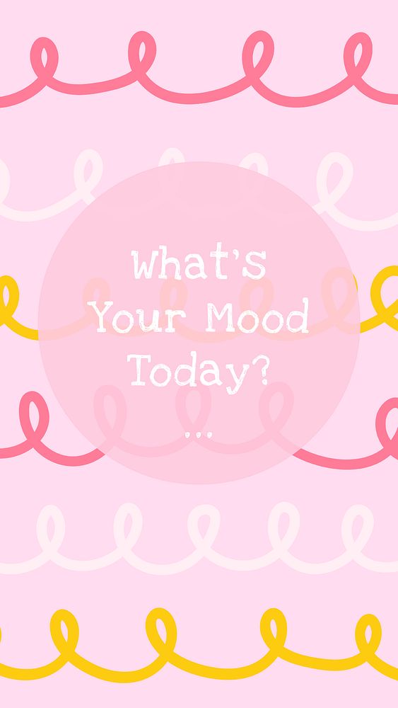Editable cute pink template psd for social media post with what&rsquo;s your mood today? Text