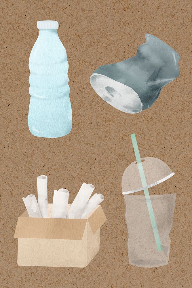 Recyclable trash psd in watercolor Premium PSD Illustration rawpixel