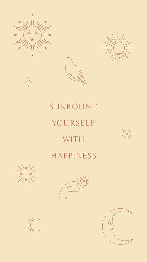 Happiness encouraging words psd with celestial icons template