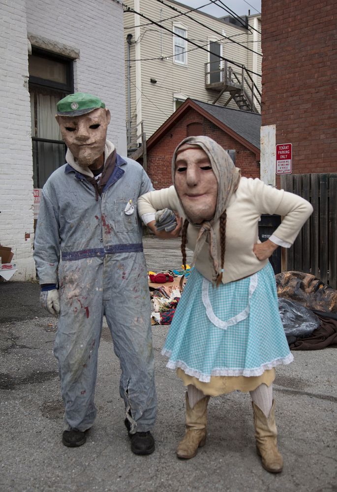 Bizarre-looking characters from the Bread and Puppet Theater in Glover, Vermont -- where homemade bread is served along with…