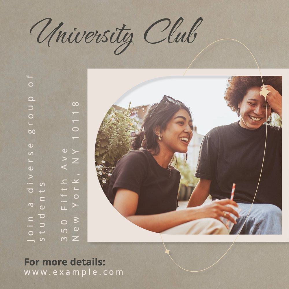 University club Facebook post template, editable design