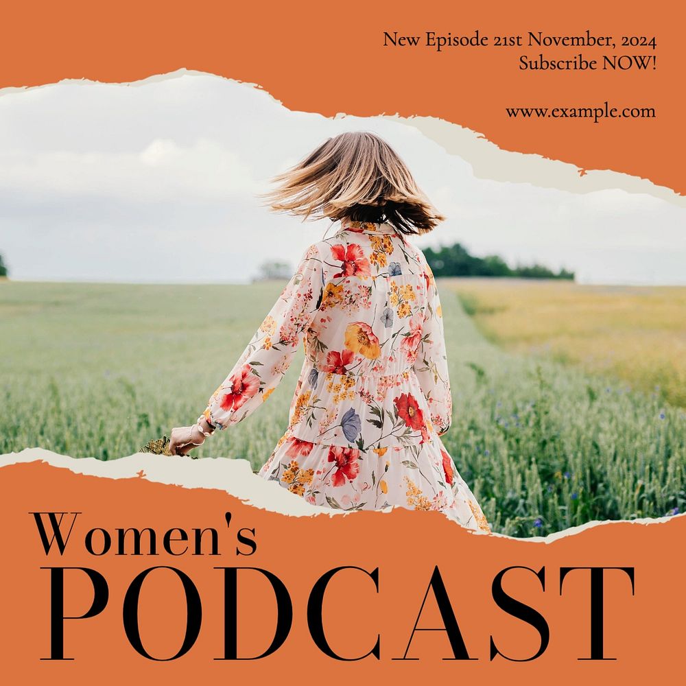 Women's podcast Instagram post template, editable text