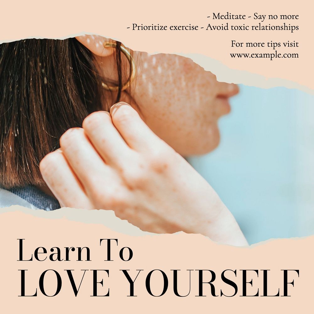 Love yourself Instagram post template, editable text