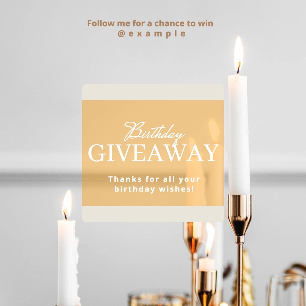 Birthday giveaway Instagram post template, editable text