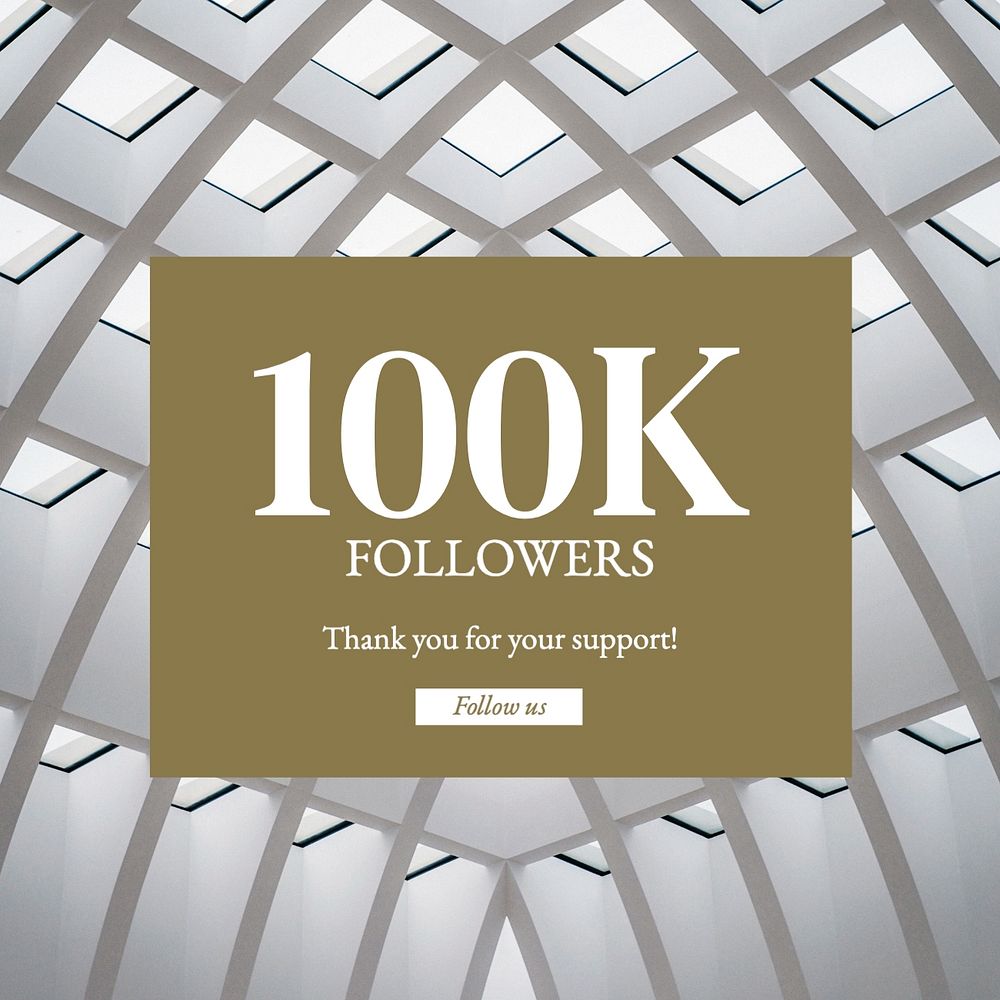 100k followers Instagram post template, editable text