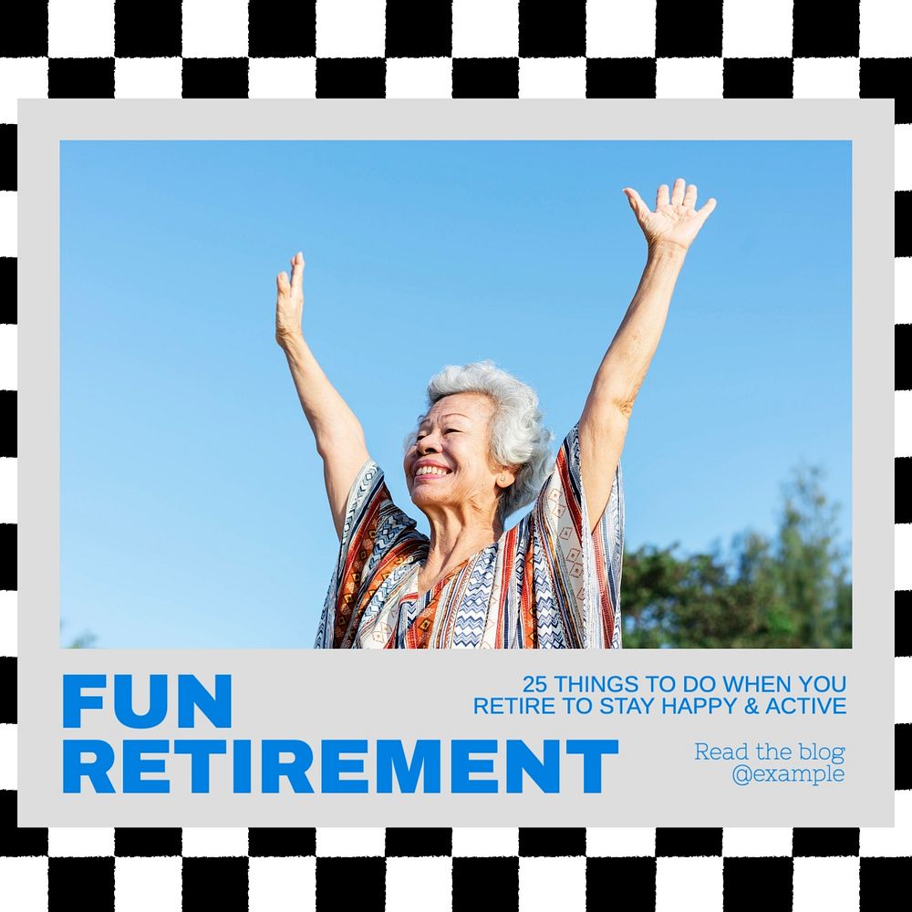 Fun retirement Facebook post template, editable design