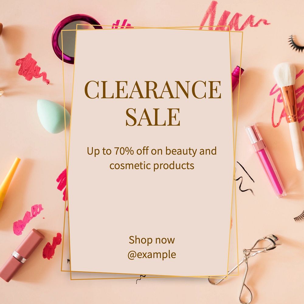 Clearance sale Instagram post template, editable text