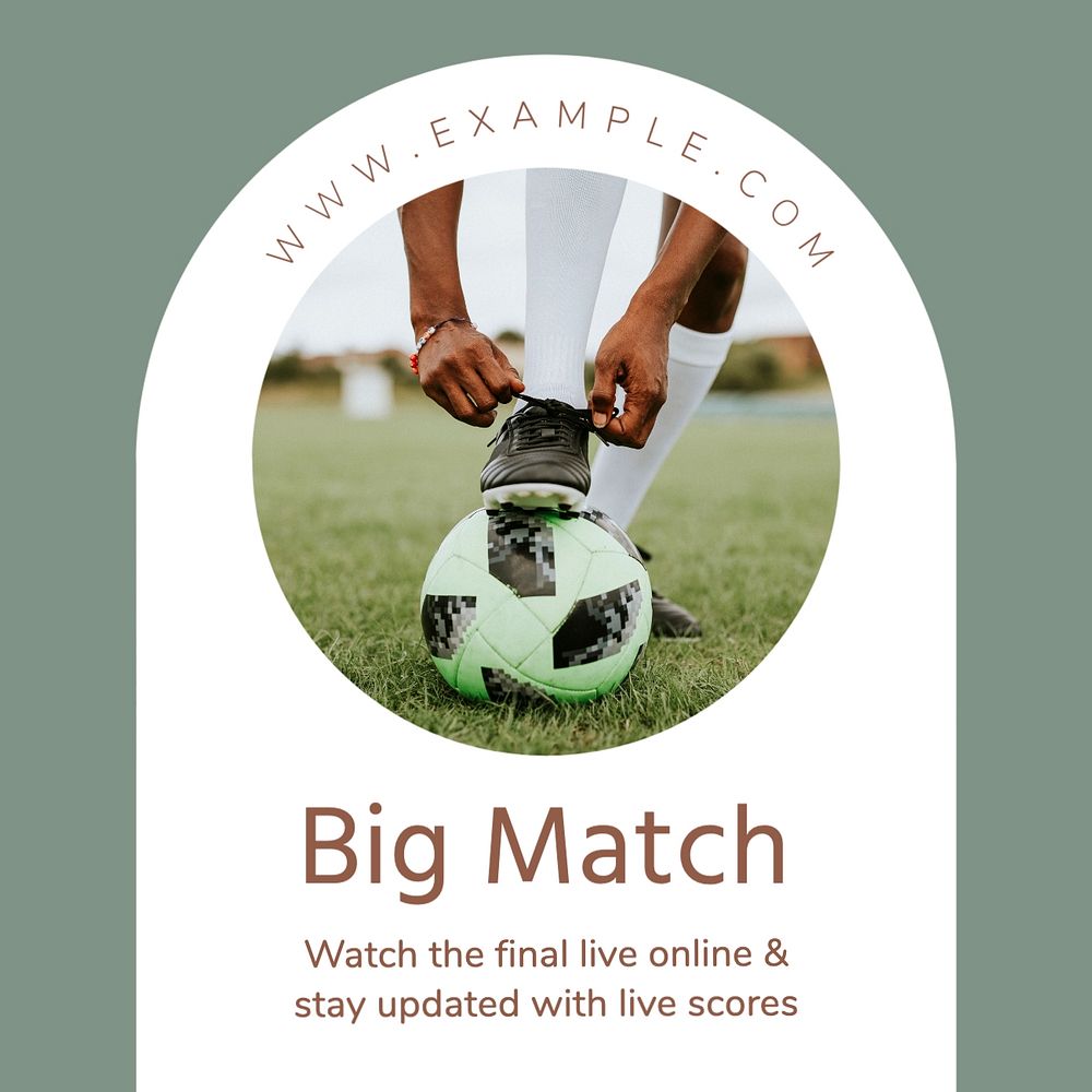 Live big match Facebook post template, editable design