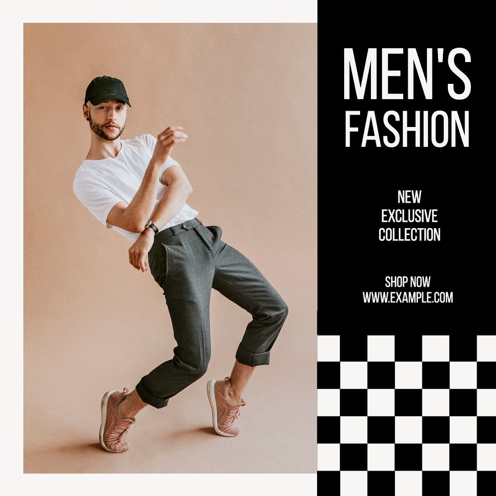 Men's fashion Instagram post template, editable text