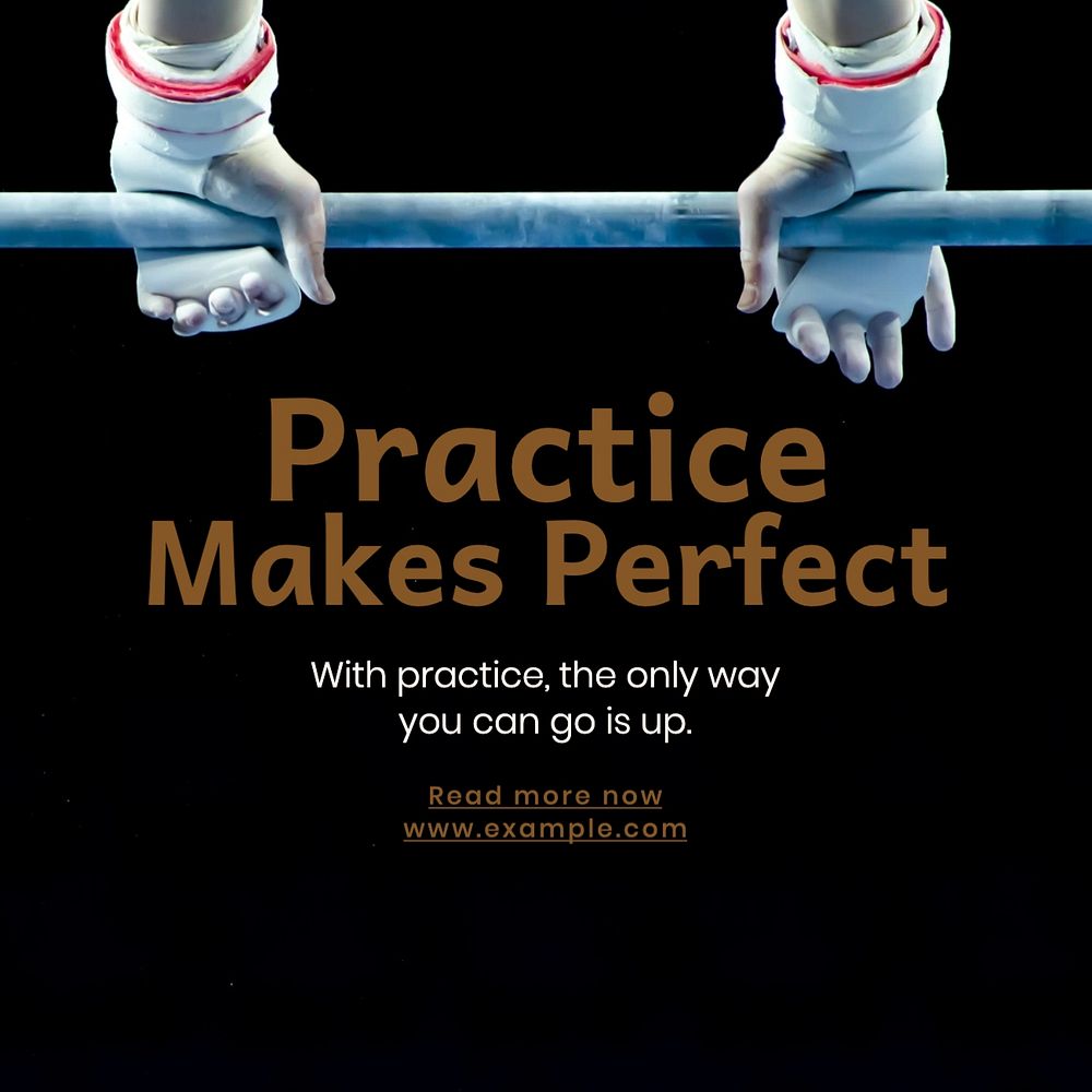 Practice makes perfect Facebook post template, editable design