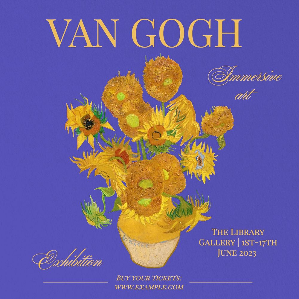 Van Gogh exhibition Facebook post template, editable design