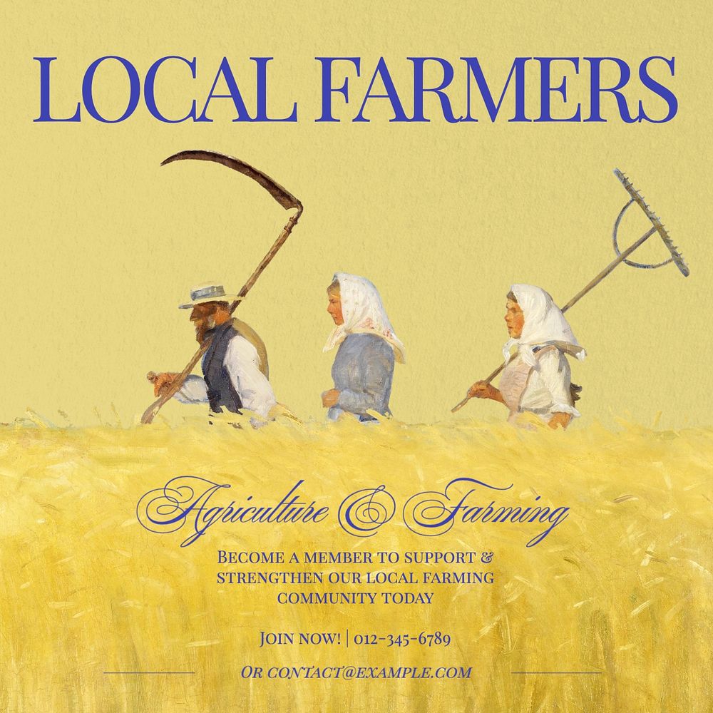 Local farmers community Facebook post template, editable design