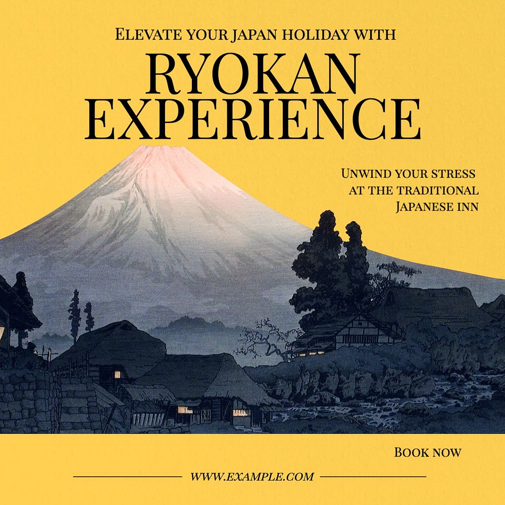 Japanese Ryokan Facebook post template, editable design