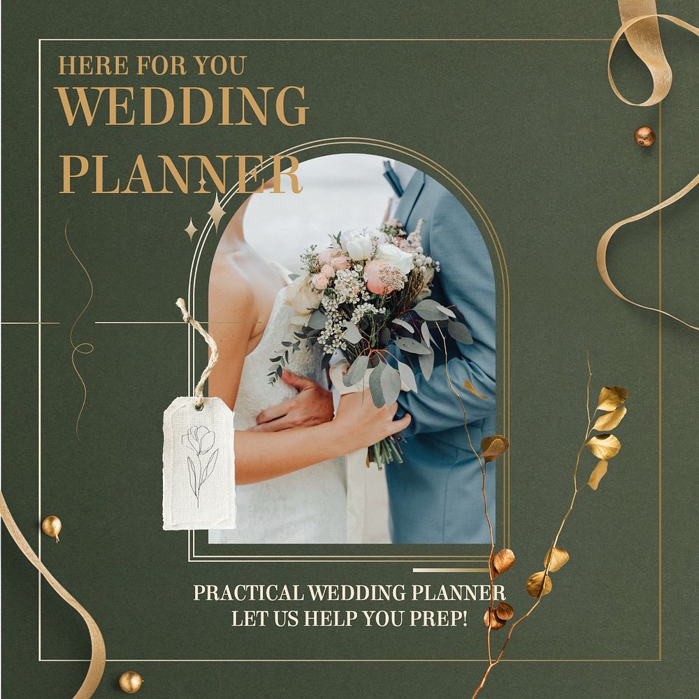 Wedding planner Instagram post template, editable text