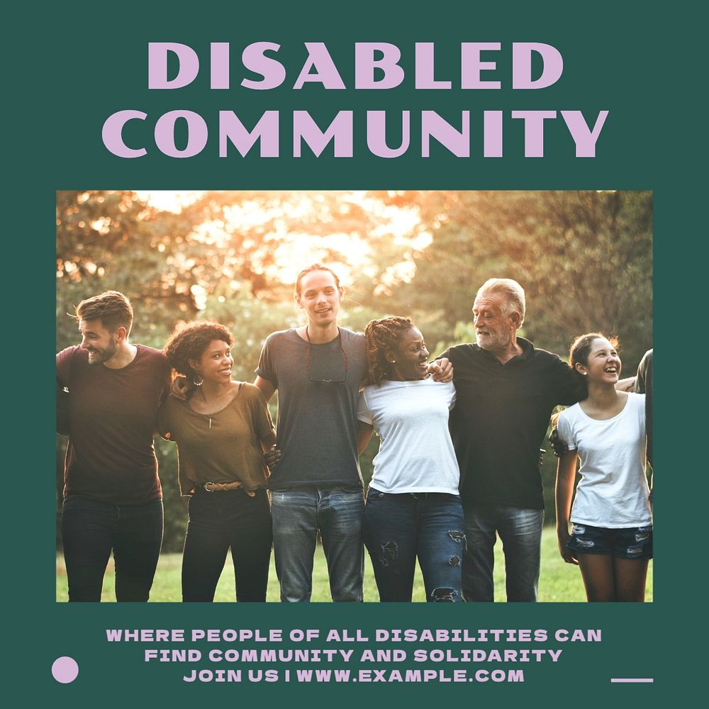 Disabled community Instagram post template, editable design