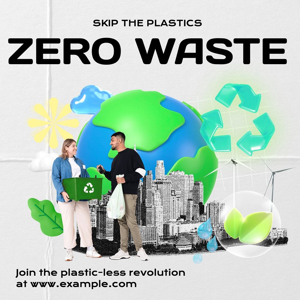 Zero waste living Instagram post template, editable design