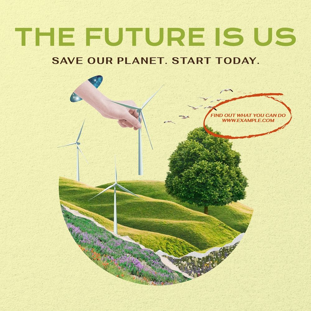 Save earth Facebook post template, editable design