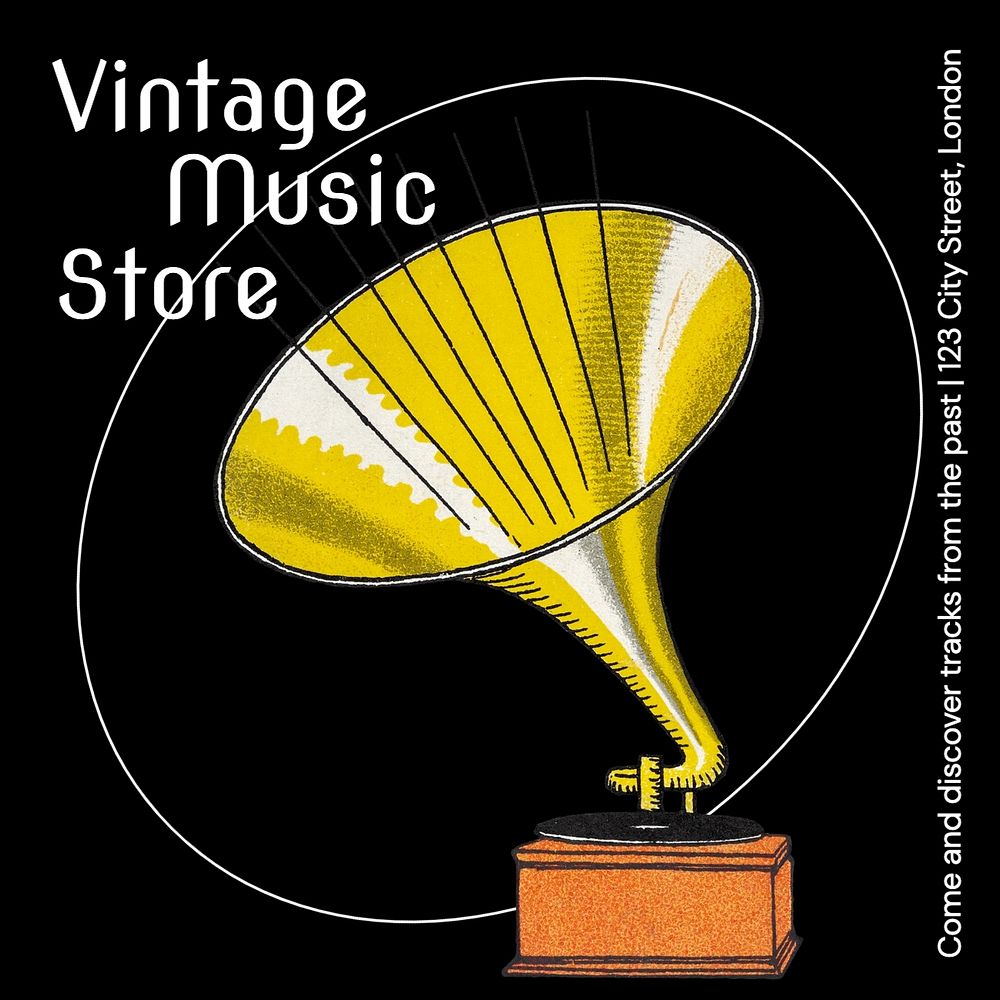 Vintage music store Facebook post template, editable design