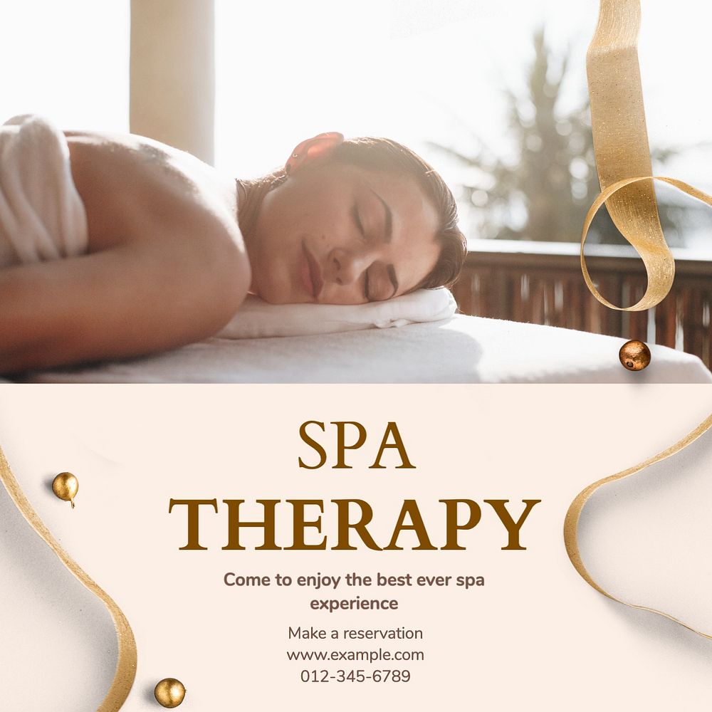 Spa therapy Facebook post template, editable design