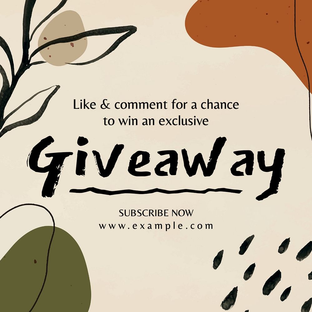 Special giveaway Instagram post template, editable text