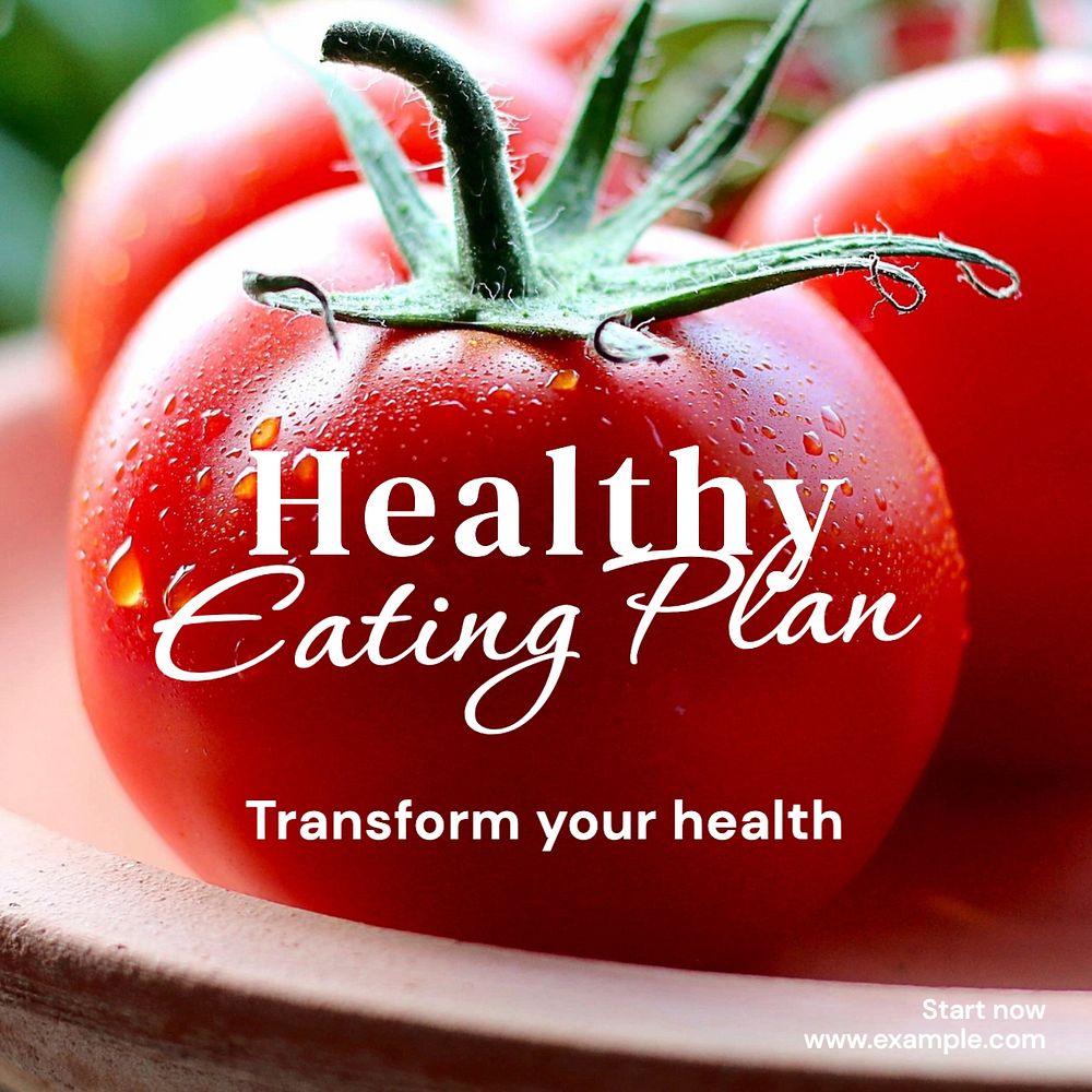 Healthy eating plan Facebook post template, editable design