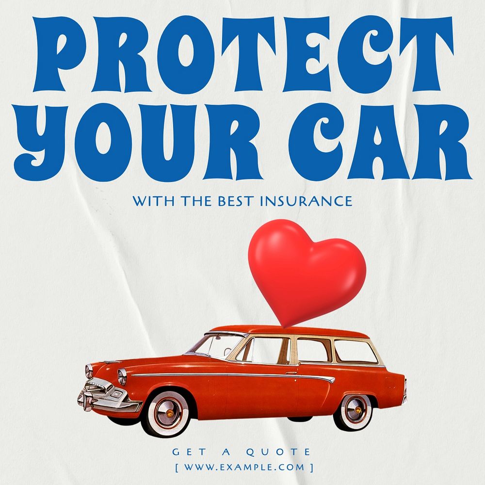 Car protection Instagram post template, editable text