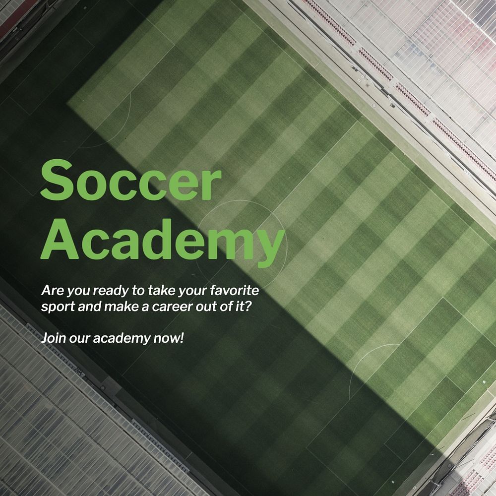 Soccer academy Facebook post template, editable design