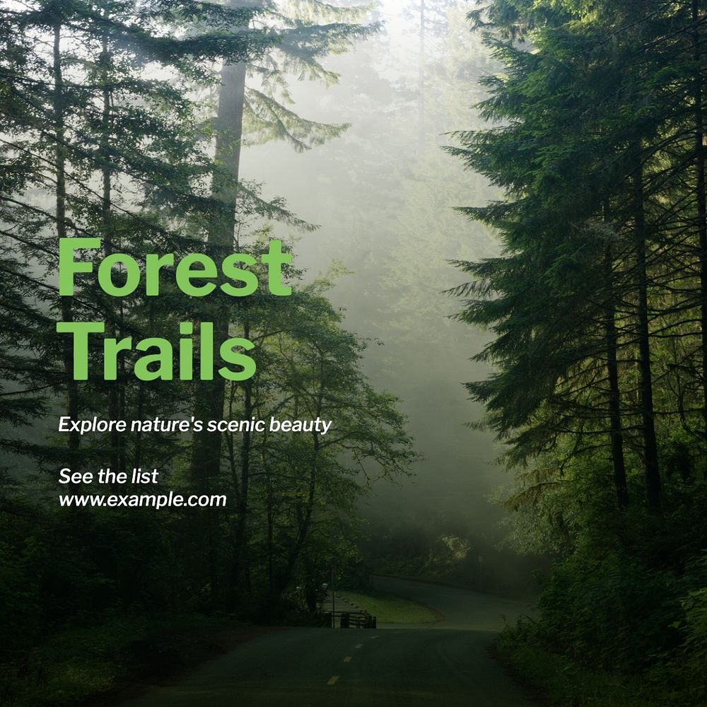 Forest trails Facebook post template, editable design