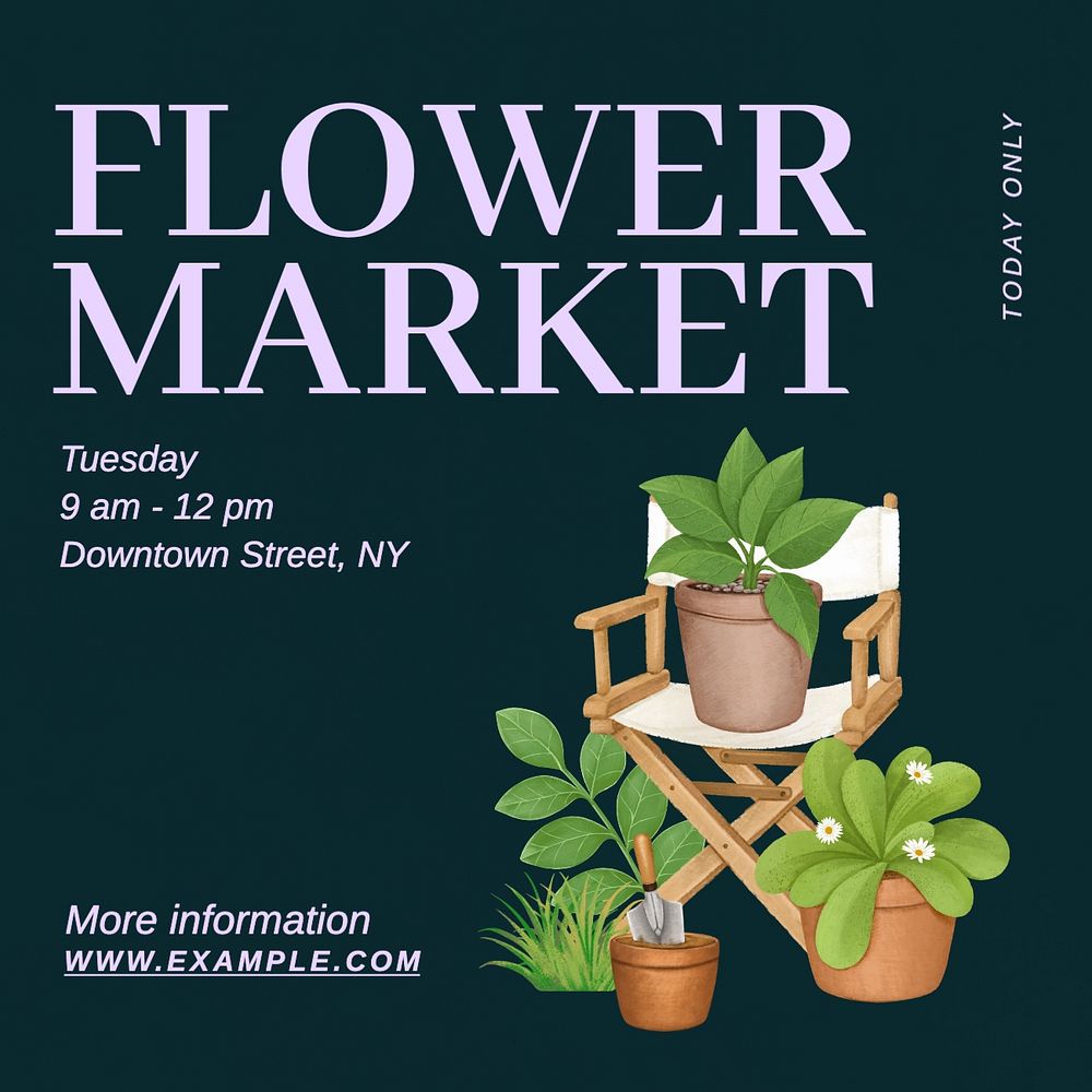 Flower market Facebook post template, editable design