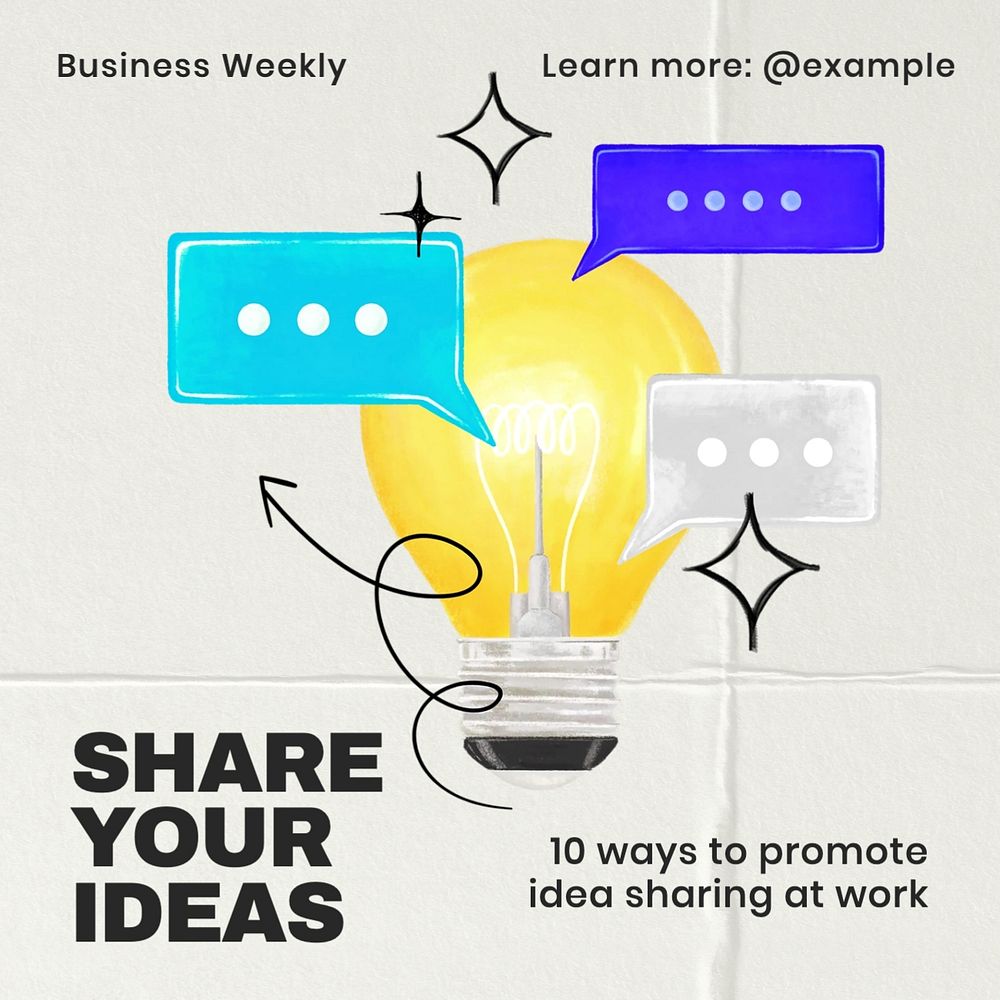 Idea sharing Instagram post template, editable text