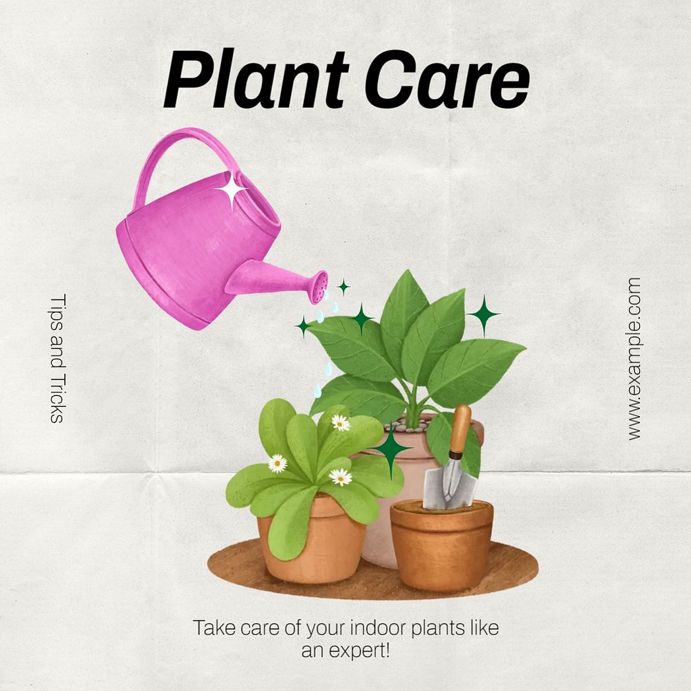 Plant care tips Instagram post template, editable text