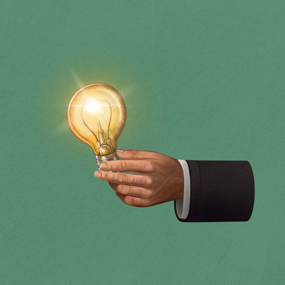 Business idea, light bulb collage remix editable design