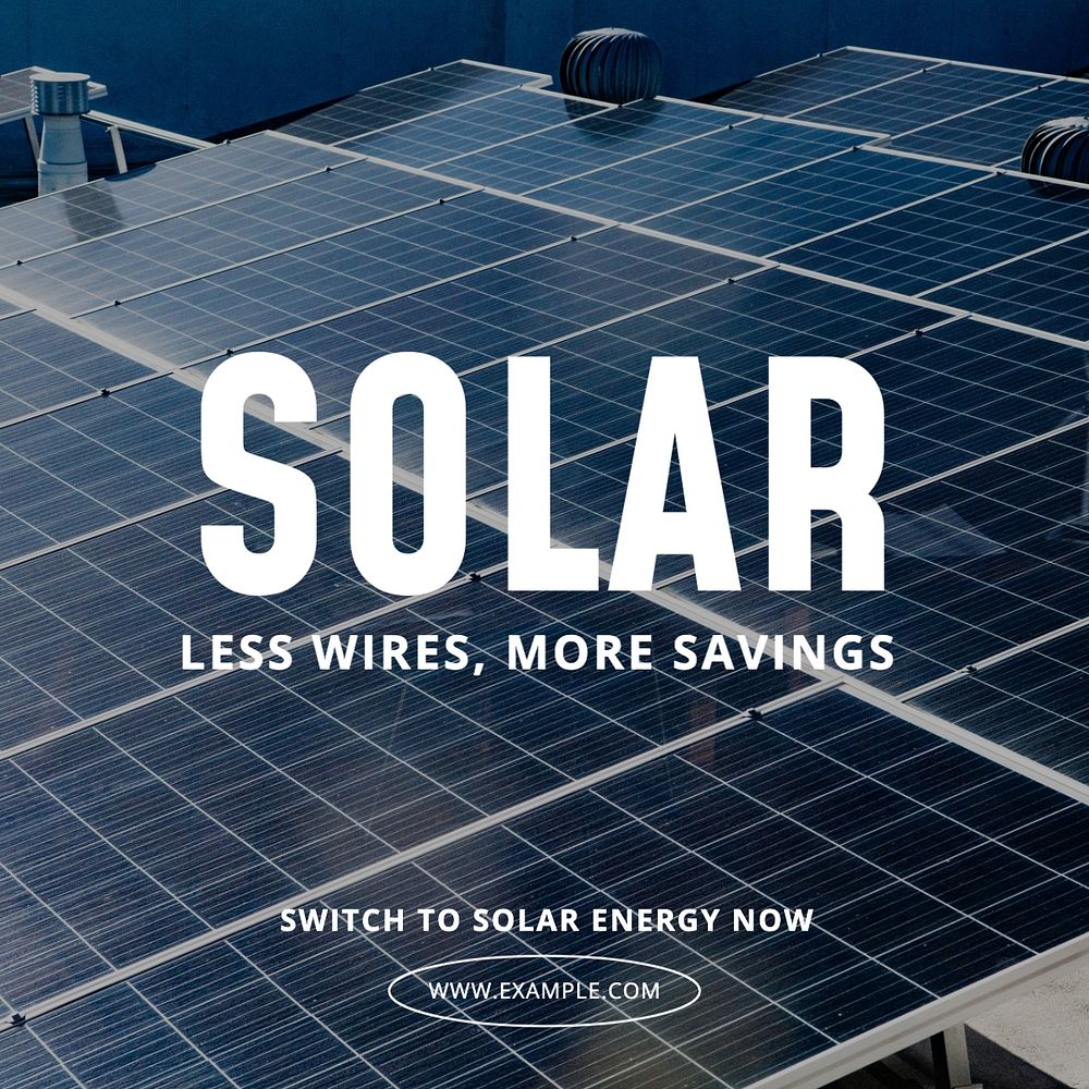 Solar energy Instagram post template, editable social media design