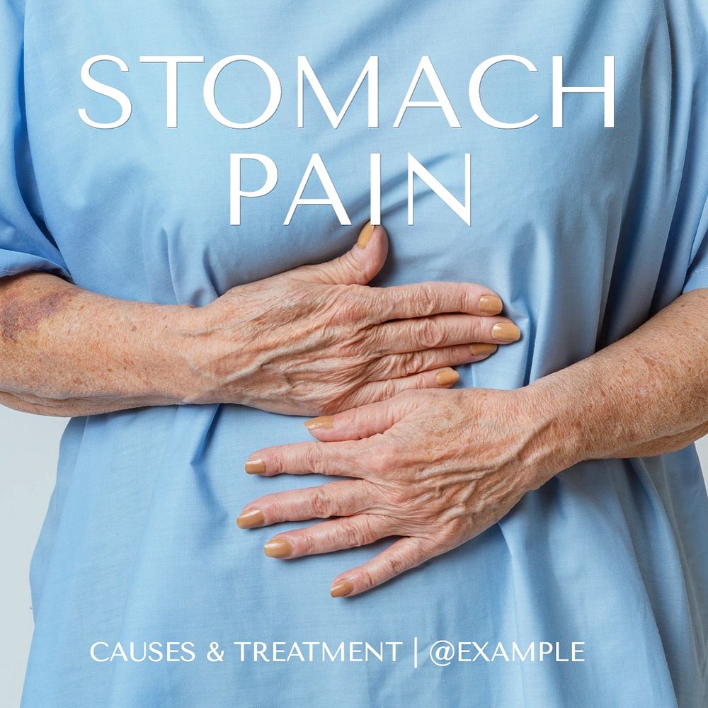 Stomach pain Facebook post template, editable design