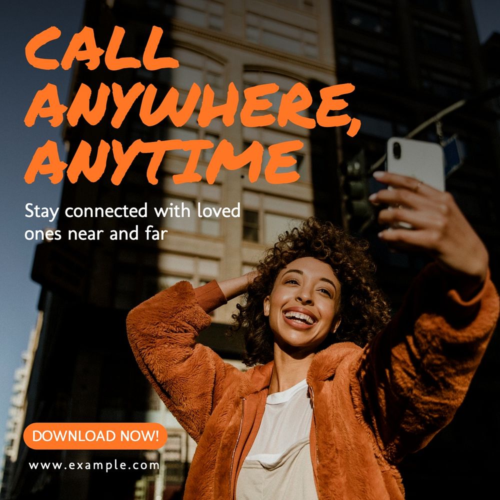 Call app Instagram post template, editable social media design