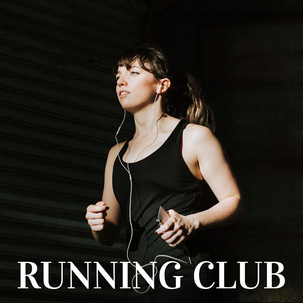 Running club Facebook post template, editable design