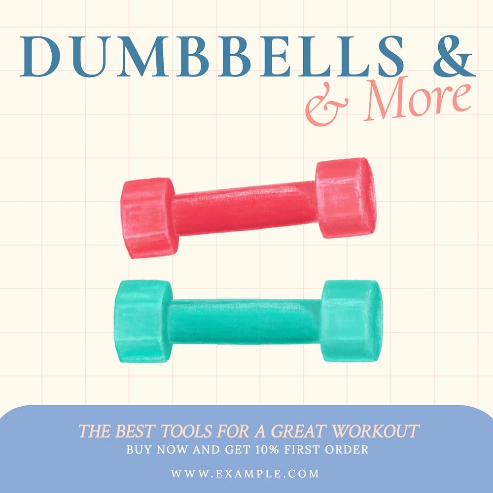 Dumbbells Instagram post template, editable text