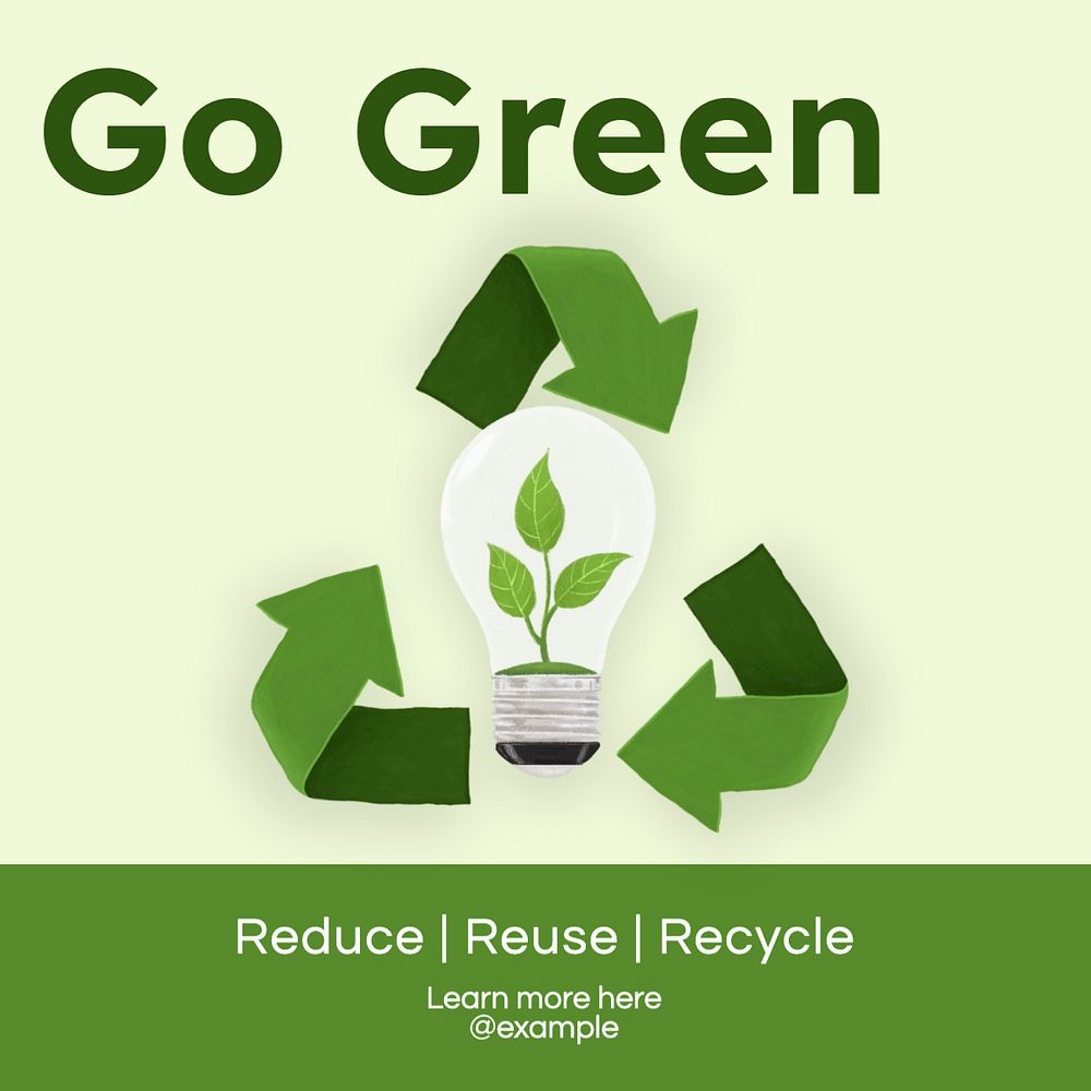 Go green Instagram post template, editable text