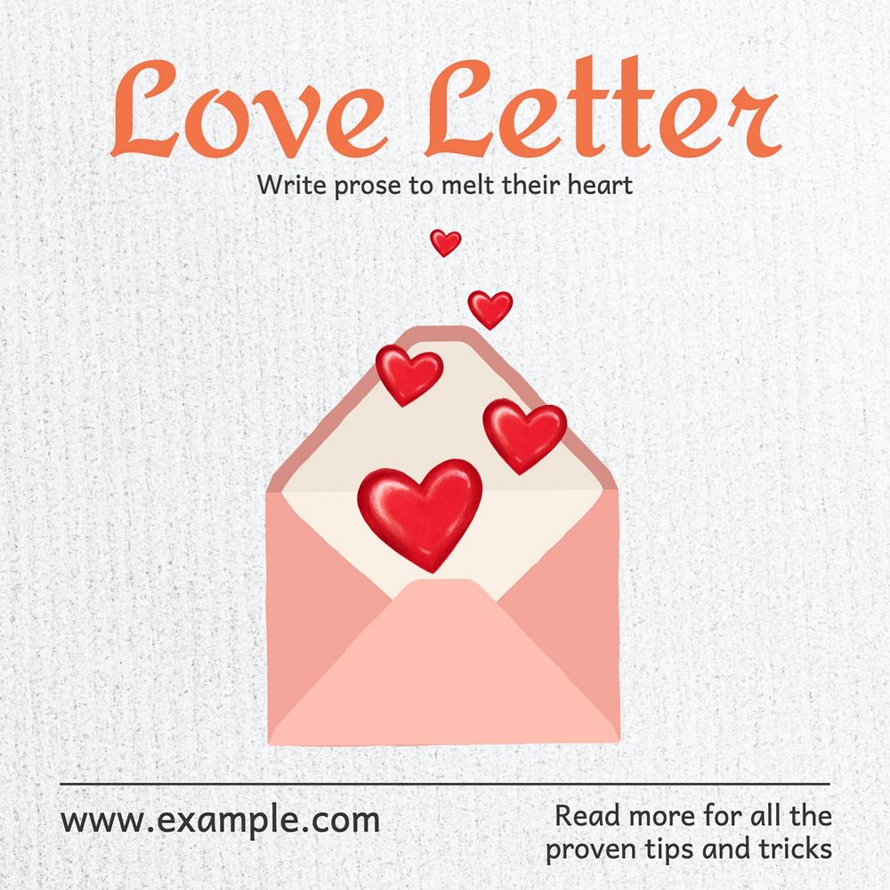 Love letter Facebook post template, editable design