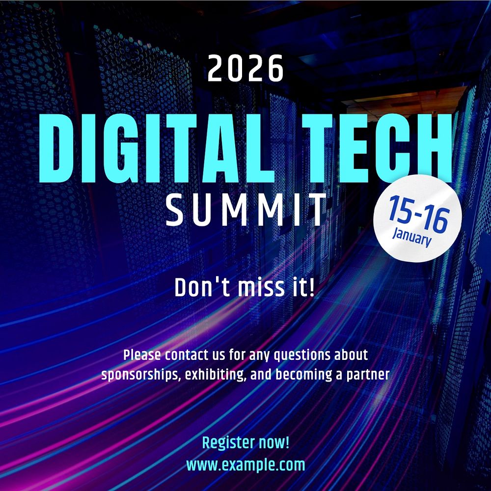 Digital tech summit Instagram post template, editable social media design