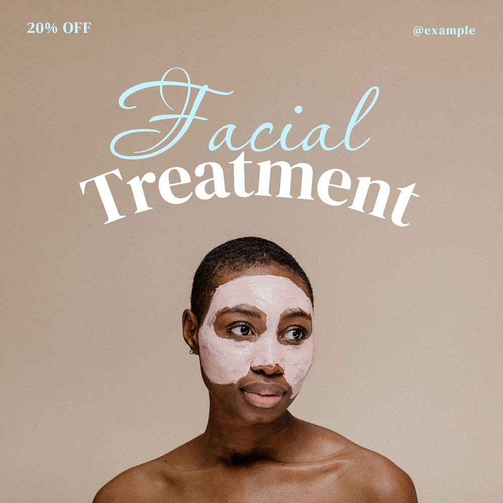 Facial treatment Instagram post template, editable social media design