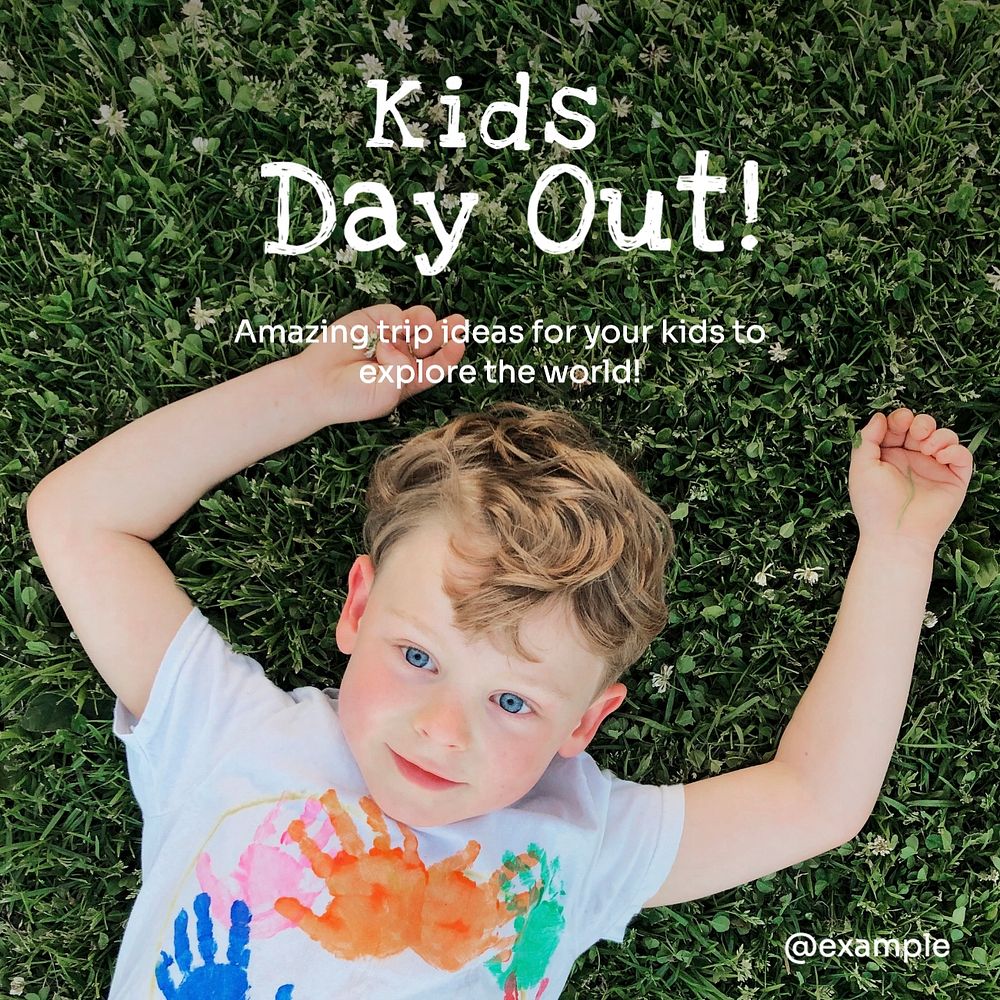 Kids day out Facebook post template, editable design