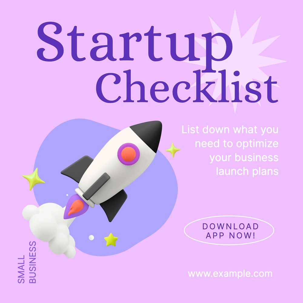 Startup checklist Facebook post template, editable design