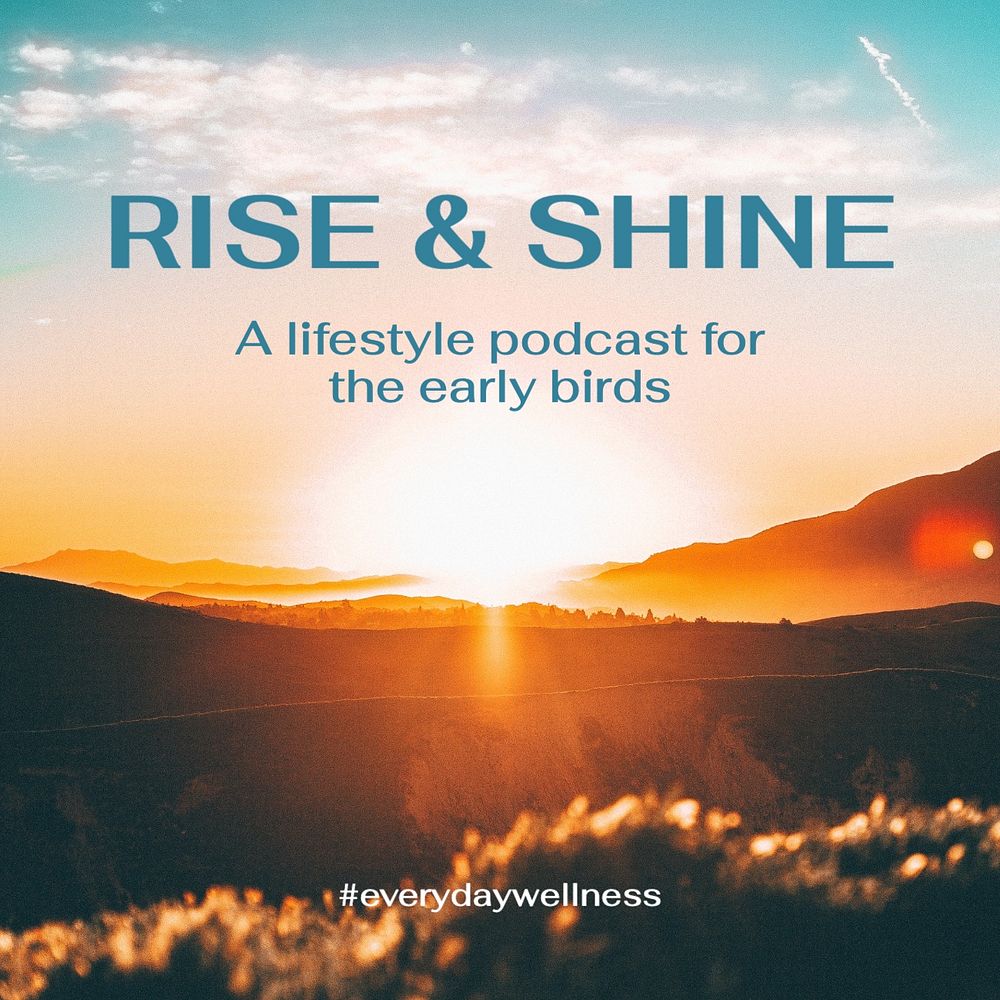 Rise and shine podcast Instagram post template, editable text