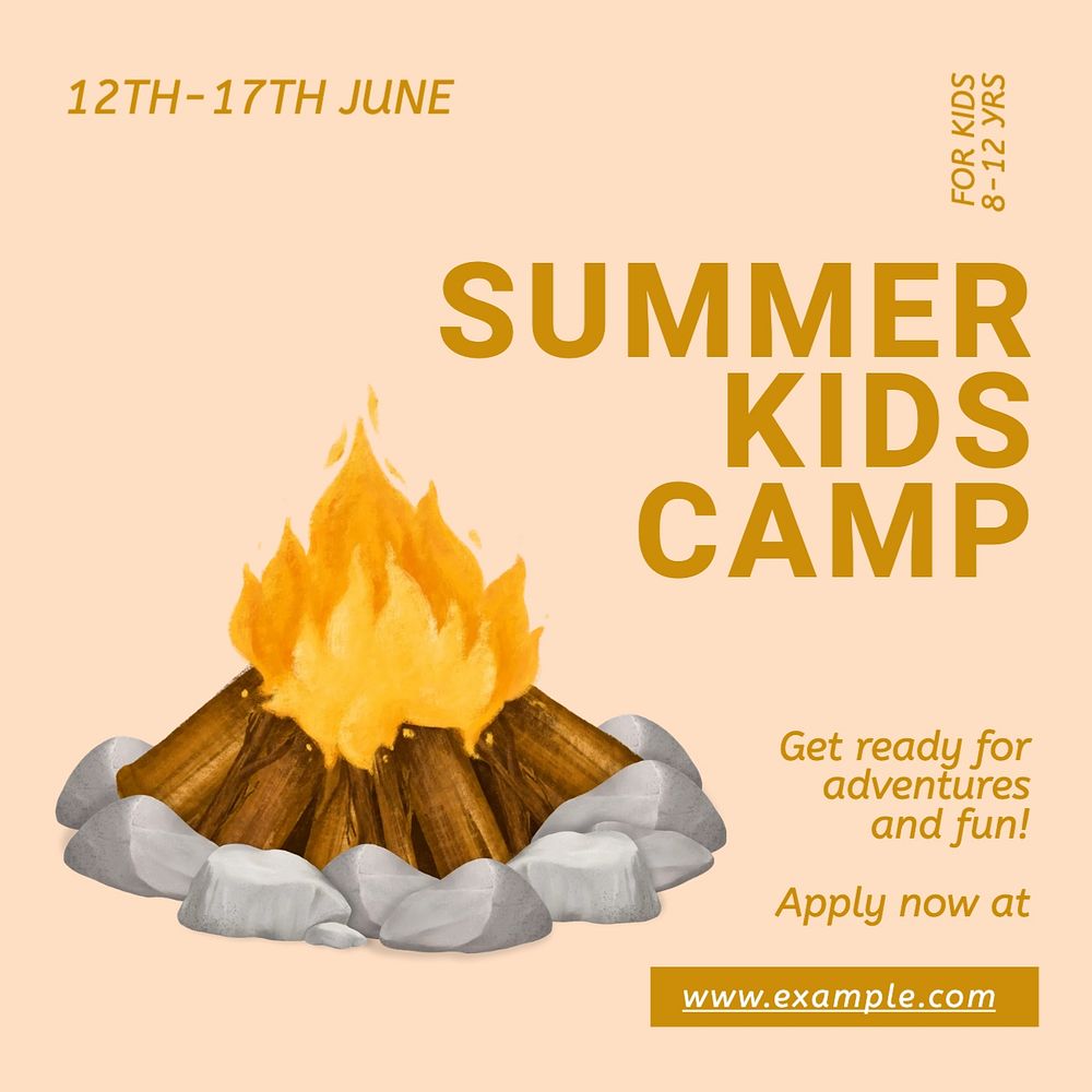 Kids summer camp Facebook post template, editable design